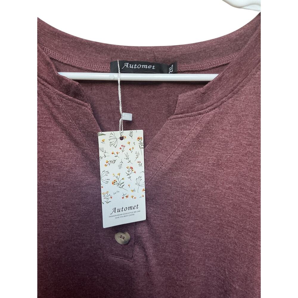 Automet 2XL Long Sleeve Top Maroon Polyester Rayon Spandex - Picture 2 of 4